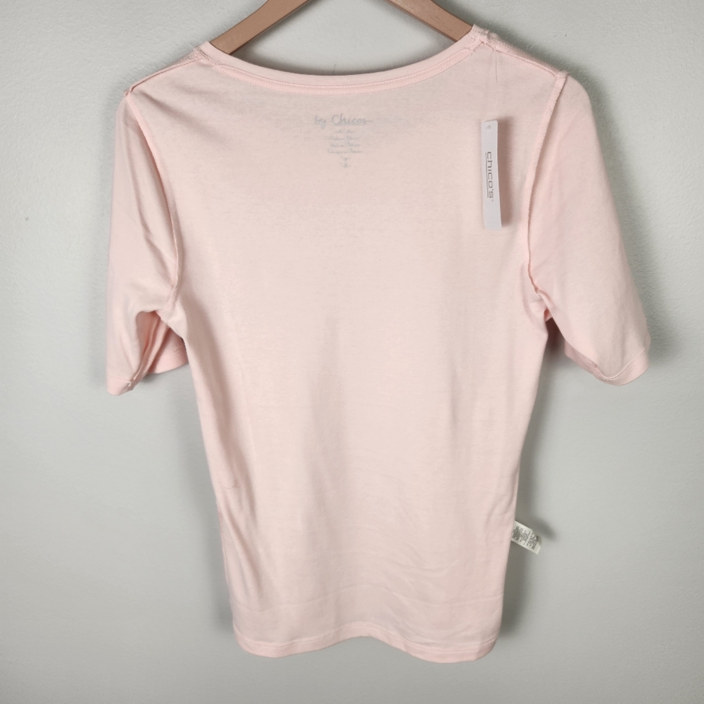 NWT Chico's Bella‎ Top Basic Knit Short Sleeve T-Shirt Whisper Pink (1/ M) #648 - Picture 6 of 11